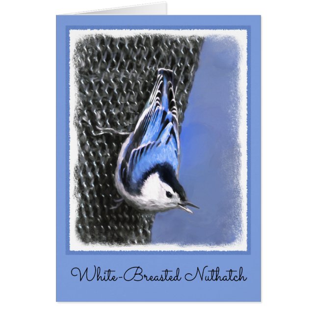 White-Breasted Nuthatch Painting Original Bird Art (Front)