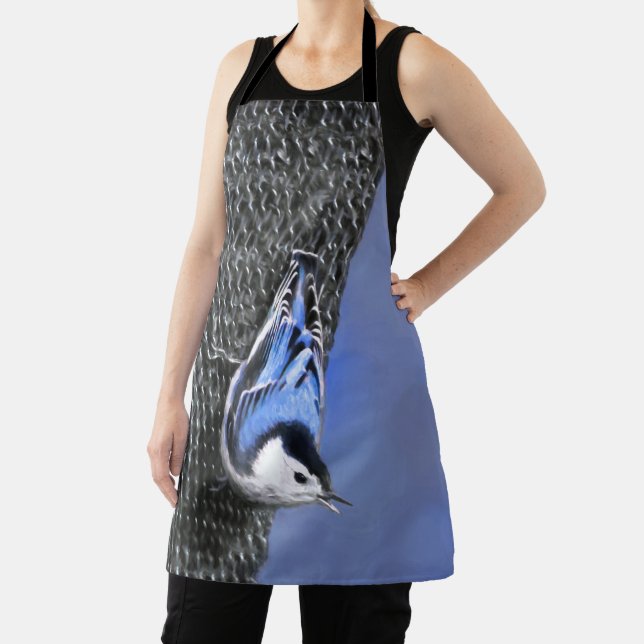 White-Breasted Nuthatch Painting Original Bird Art Apron (Insitu)