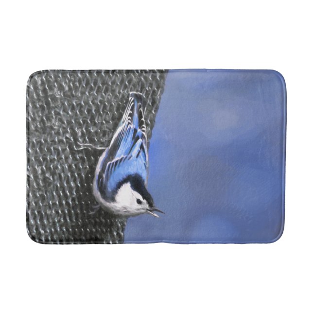 White-Breasted Nuthatch Painting Original Bird Art Bath Mat (Front)