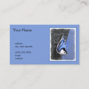 White-Breasted Nuthatch Painting Original Bird Art Business Card