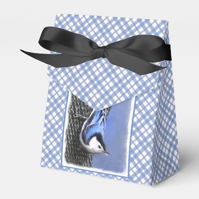 White-Breasted Nuthatch Painting Original Bird Art Favour Box (Front Side)