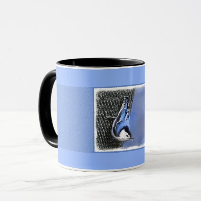White-Breasted Nuthatch Painting Original Bird Art Mug (Front Left)