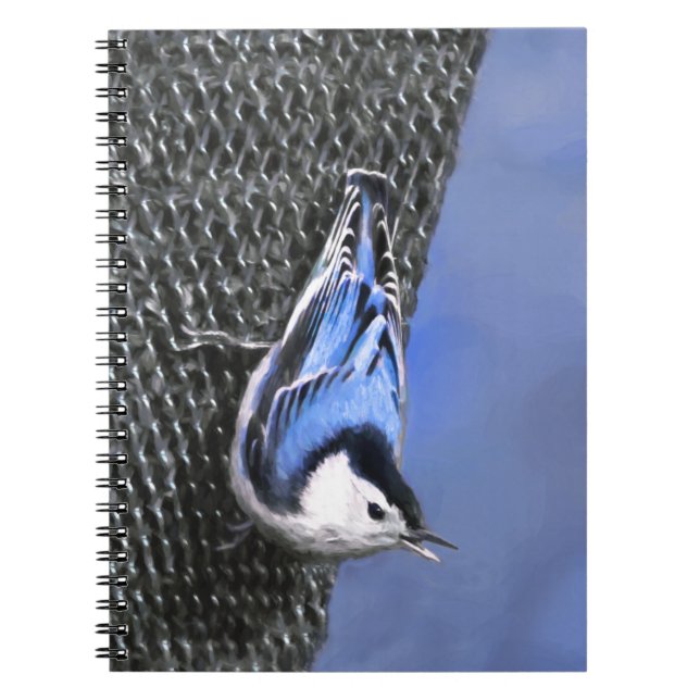 White-Breasted Nuthatch Painting Original Bird Art Notebook (Front)