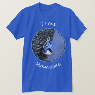 White-Breasted Nuthatch Painting Original Bird Art T-Shirt