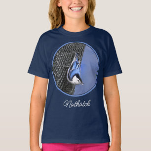 White-Breasted Nuthatch Painting Original Bird Art T-Shirt