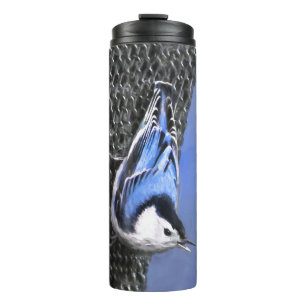 White-Breasted Nuthatch Painting Original Bird Art Thermal Tumbler