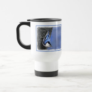 White-Breasted Nuthatch Painting Original Bird Art Travel Mug