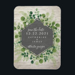 White Brick Botanical Wedding Save The Date Magnet<br><div class="desc">An elegant rustic wedding save the date magnet featuring a botanical greenery design with a black and white brick background.  Look for matching wedding invitations and other coordinating items at Jill's Paperie.</div>