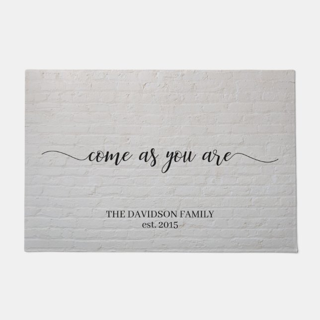 White Brick Come As You Are Personalised Welcome Doormat (Front)
