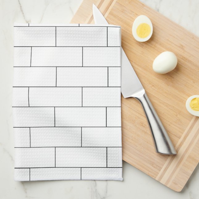 White Brick Design Tea Towel (Quarter Fold)