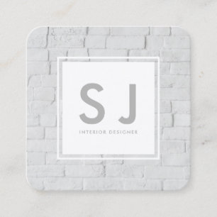 White Brick Simple Modern Interior Designer Square Business Card