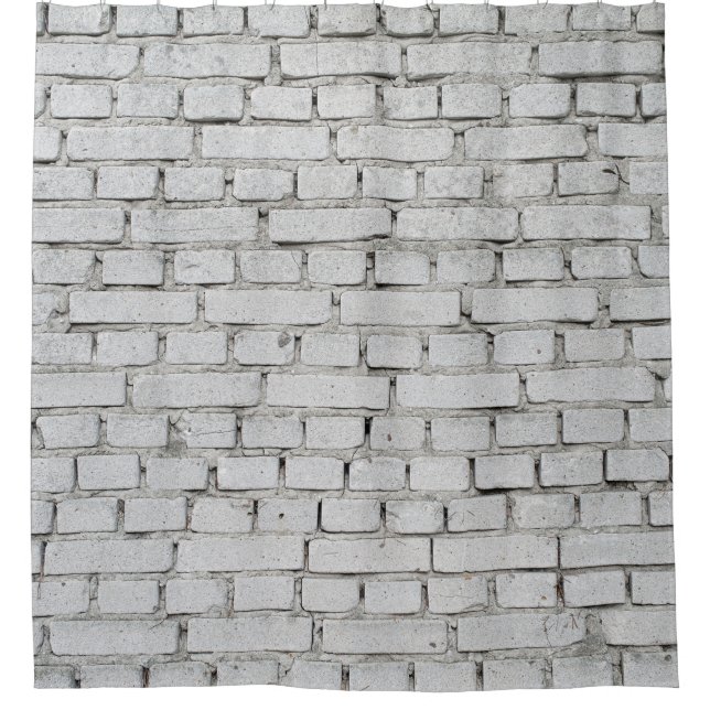WHITE BRICK WALL SHOWER CURTAIN (Front)