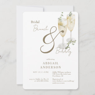 White Bridal Brunch & Bubbly Shower  Invitation