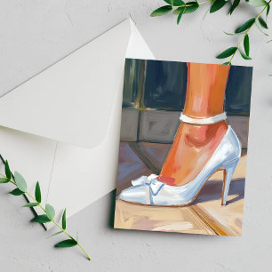 White Bridal Heels Wedding Card