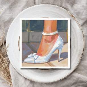 White Bridal Heels Wedding Napkin