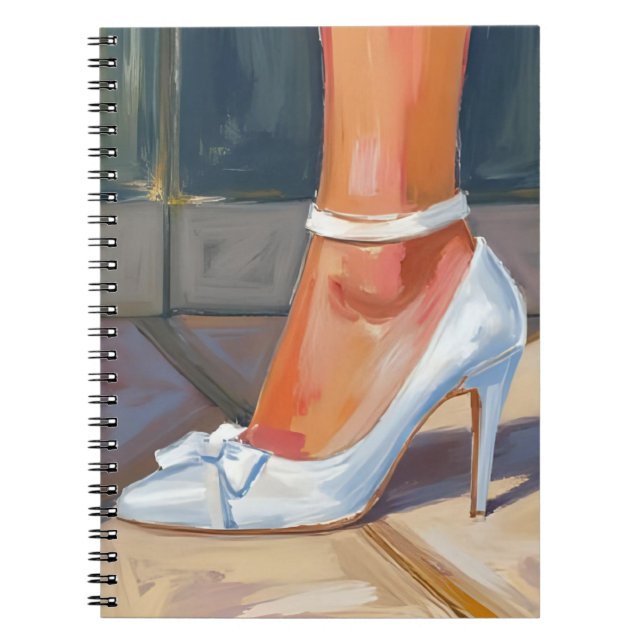 White Bridal Heels Wedding Painting Notebook (Front)