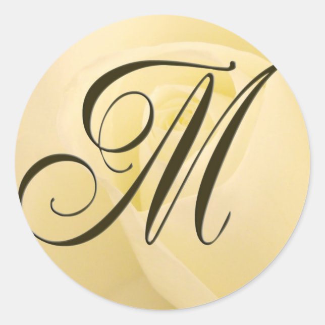 White Bridal rose - Initial M Classic Round Sticker (Front)