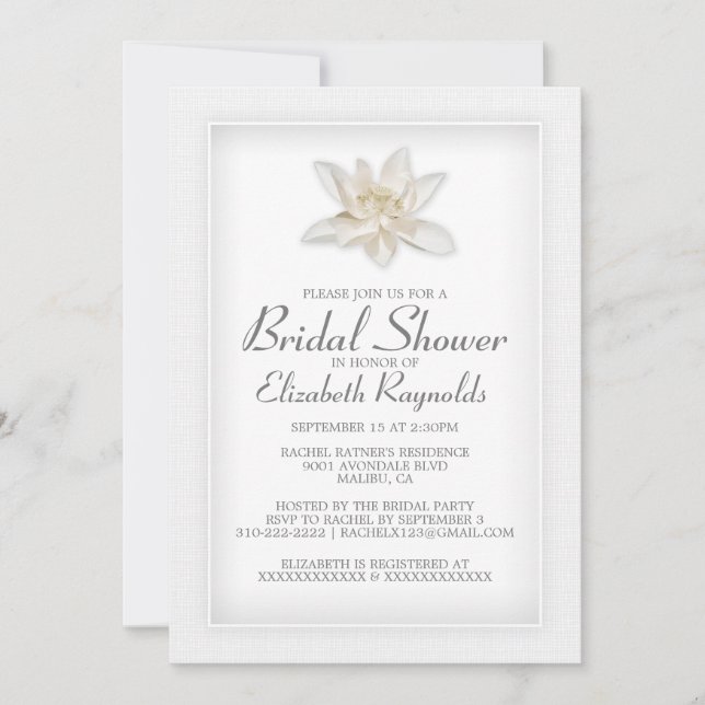 White Bridal Shower Invitations (Front)