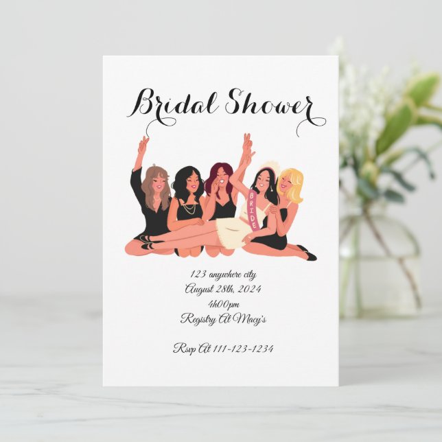 white bridal shower invitations (Standing Front)