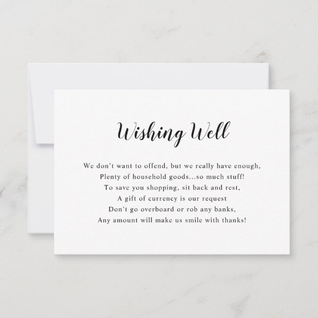 White Bridal Shower or Wishing well card (Front)