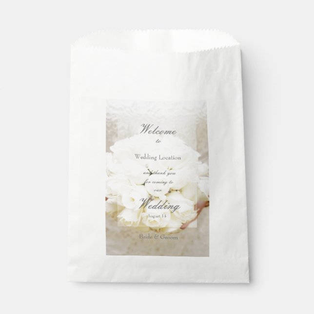 White Bridal Wedding Flower Bouquet Favour Bags (Front)