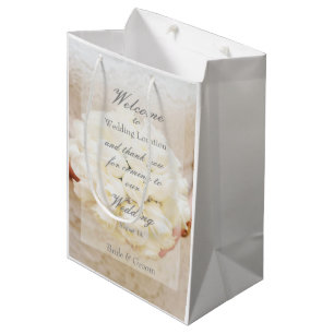 White Bridal Wedding Flower Bouquet Medium Gift Bag