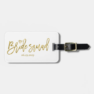 White Bride Squad With Diamond Luggage Tag