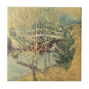 White Bridge by Twachtman, Vintage Impressionism Tile