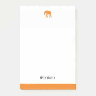 White & Bright Orange Elephant & Border, Name Post-it Notes
