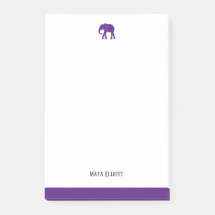 White & Bright Purple Elephant & Border, Name Post-it Notes