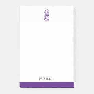 White & Bright Purple Pineapple & Border, Name Post-it Notes