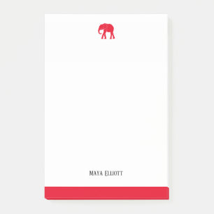 White & Bright Red Elephant & Border, Name Post-it Notes