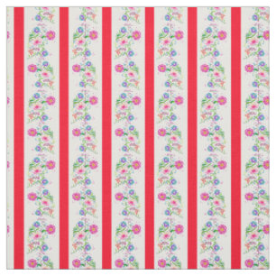 White, bright red/folk flowers/stripe(2)white fabric