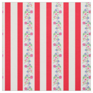 White, bright red/folk flowers/stripe/white fabric