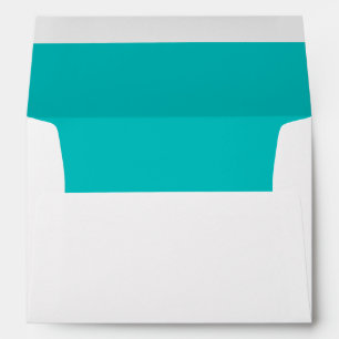 White Bright Turquoise Lined Return Address Envelope