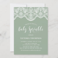 White Brocade Lace Sage Green Baby Sprinkle