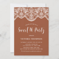 White Brocade Lace Terracotta Sweet 16 Party