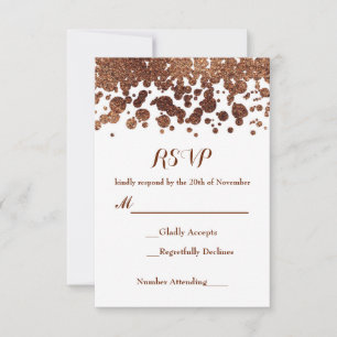 White & Bronze Confetti Dots Glamour Shimmer RSVP