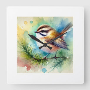 White Browed Fan Tailed Warbler 120724AREF112 - Wa Square Wall Clock
