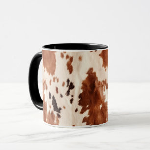White Brown Cowhide Animal Print Mug