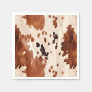 White Brown Cowhide Animal Print Napkin