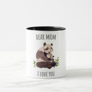 White Brown Cute Panda Dear Mum Mug