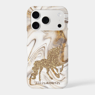White Brown Marble Stone Gold Glitter Unicorn