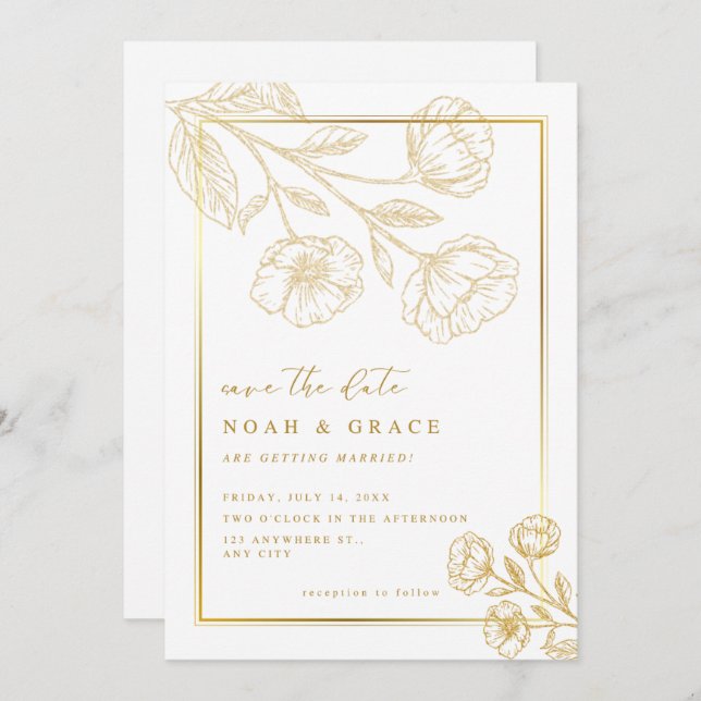 White Brown Modern Save The Date Invitation (Front/Back)