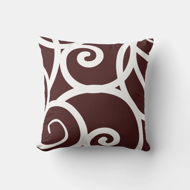 white + brown outdoor or indoor abstract pattern outdoor cushion (Front)