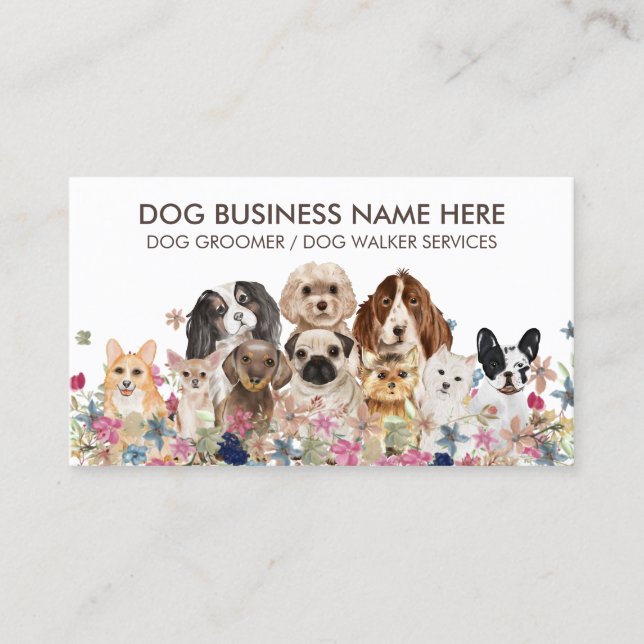 White Brown Pet Grooming Dog Sitter Business Card (Front)