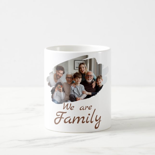 White Brown Simple Family Photo Mug (Center)