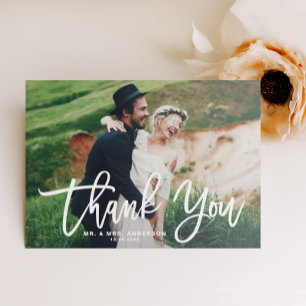 White Brush Calligraphy Script Thank You Photo
