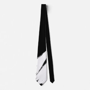 White Brush Modern Black Background Tie