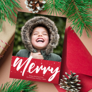 white brush script christmas holiday card